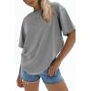 imageATHMILE Womens Oversized T Shirts Loose Fit Crewneck Short Sleeve Tops Summer Casual Blouse 2025 Y2K Basic Tee BeachGrey