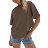 imageATHMILE Womens Oversized T Shirts Loose Fit Crewneck Short Sleeve Tops Summer Casual Blouse 2025 Y2K Basic Tee BeachLightbrown
