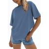 imageATHMILE Womens Oversized T Shirts Loose Fit Crewneck Short Sleeve Tops Summer Casual Blouse 2025 Y2K Basic Tee BeachNavy
