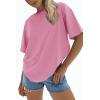 imageATHMILE Womens Oversized T Shirts Loose Fit Crewneck Short Sleeve Tops Summer Casual Blouse 2025 Y2K Basic Tee BeachPink