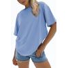 imageATHMILE Womens Oversized T Shirts Loose Fit Crewneck Short Sleeve Tops Summer Casual Blouse 2025 Y2K Basic Tee BeachSkyblue