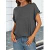 imageATHMILE Womens Tops Oversized Business Casual Dressy Summer T Shirts Short Sleeve Clothes Fashion Trendy Outfits 2025Dark Grey