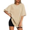 imageATHMILE Womens Oversized T Shirts Loose Fit Crewneck Short Sleeve Tops Summer Casual Blouse 2025 Y2K Basic Tee BeachLightyellow