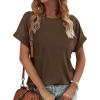 imageATHMILE Womens Tops Oversized Business Casual Dressy Summer T Shirts Short Sleeve Clothes Fashion Trendy Outfits 2025Brown