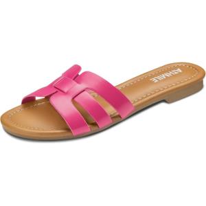 imageATHMILE Sandals for Women 2025 Vacation Womens Sandals Dressy Summer Flats Sandals Women Slides for Party Wedding BeachHot Pink