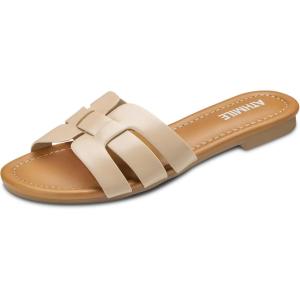 imageATHMILE Sandals for Women 2025 Vacation Womens Sandals Dressy Summer Flats Sandals Women Slides for Party Wedding BeachNude