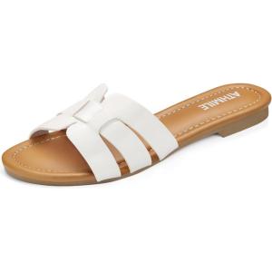 imageATHMILE Sandals for Women 2025 Vacation Womens Sandals Dressy Summer Flats Sandals Women Slides for Party Wedding BeachWhite