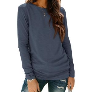 imageATHMILE Womens Long Sleeve Shirts Basic Tee Fall Trendy Spring Top Business Casual Beach Vacation Workout 2025 FashionDark Blue