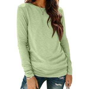 imageATHMILE Womens Long Sleeve Shirts Basic Tee Fall Trendy Spring Top Business Casual Beach Vacation Workout 2025 FashionFruit Green