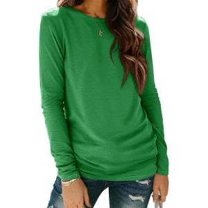 imageATHMILE Womens Long Sleeve Shirts Basic Tee Fall Trendy Spring Top Business Casual Beach Vacation Workout 2025 FashionGreen