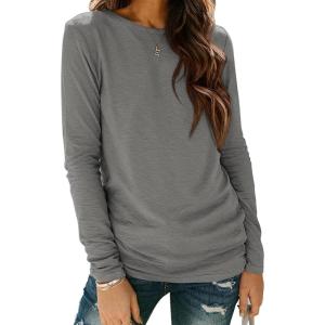 imageATHMILE Womens Long Sleeve Shirts Basic Tee Fall Trendy Spring Top Business Casual Beach Vacation Workout 2025 FashionGrey