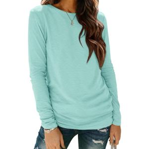 imageATHMILE Womens Long Sleeve Shirts Basic Tee Fall Trendy Spring Top Business Casual Beach Vacation Workout 2025 FashionLake Green