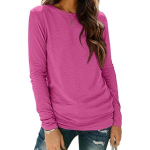 imageATHMILE Womens Long Sleeve Shirts Basic Tee Fall Trendy Spring Top Business Casual Beach Vacation Workout 2025 FashionRoseo
