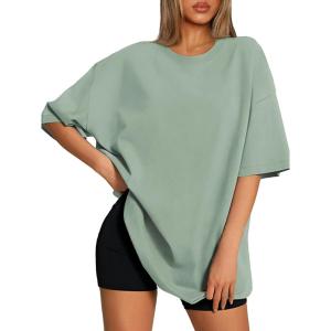 imageATHMILE Womens Oversized T Shirts Loose Fit Crewneck Short Sleeve Tops Summer Casual Blouse 2025 Y2K Basic Tee BeachMintgreen