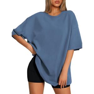imageATHMILE Womens Oversized T Shirts Loose Fit Crewneck Short Sleeve Tops Summer Casual Blouse 2025 Y2K Basic Tee BeachNavy