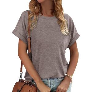 imageATHMILE Womens Tops Oversized Business Casual Dressy Summer T Shirts Short Sleeve Clothes Fashion Trendy Outfits 2025Grey Purple