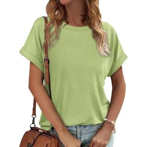 imageATHMILE Womens Tops Oversized Business Casual Dressy Summer T Shirts Short Sleeve Clothes Fashion Trendy Outfits 2025Light Green