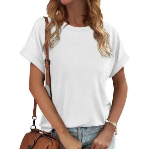 imageATHMILE Womens Tops Oversized Business Casual Dressy Summer T Shirts Short Sleeve Clothes Fashion Trendy Outfits 2025White