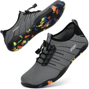 imageATHMILE Water Shoes for Men Women River Shoes Adult Swim Beach Lake Pool Aqua Socks Barefoot Quick Dry for Hiking Surfing Kayaking Cruise Ship Essentials2bdark Grey