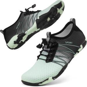 imageATHMILE Water Shoes for Men Women River Shoes Adult Swim Beach Lake Pool Aqua Socks Barefoot Quick Dry for Hiking Surfing Kayaking Cruise Ship Essentials6acyan Black