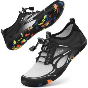 imageATHMILE Water Shoes for Men Women River Shoes Adult Swim Beach Lake Pool Aqua Socks Barefoot Quick Dry for Hiking Surfing Kayaking Cruise Ship Essentials4eblack White
