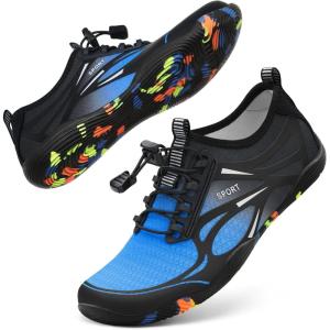 imageATHMILE Water Shoes for Men Women River Shoes Adult Swim Beach Lake Pool Aqua Socks Barefoot Quick Dry for Hiking Surfing Kayaking Cruise Ship Essentials4eblack Blue