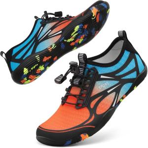 imageATHMILE Water Shoes for Men Women River Shoes Adult Swim Beach Lake Pool Aqua Socks Barefoot Quick Dry for Hiking Surfing Kayaking Cruise Ship Essentials4borange Blue