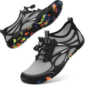 imageATHMILE Water Shoes for Men Women River Shoes Adult Swim Beach Lake Pool Aqua Socks Barefoot Quick Dry for Hiking Surfing Kayaking Cruise Ship Essentials4agrey