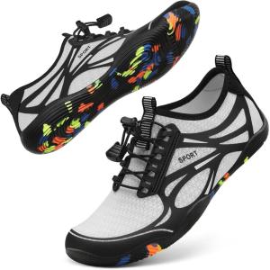 imageATHMILE Water Shoes for Men Women River Shoes Adult Swim Beach Lake Pool Aqua Socks Barefoot Quick Dry for Hiking Surfing Kayaking Cruise Ship Essentials4awhite
