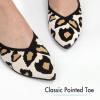 imageATHMILE Pointed Toe Flats for Women Dressy Bronze Work Shoes Business Casul Knit Ballet Flats Slip on Office Ladies Comforttable DressLeopard
