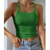 imageATHMILE Women Tank Top Sleeveless Scoop Neck Form Fitting Ribbed Knit Basic Cami Shirts1greenshort