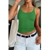 imageATHMILE Women Tank Top Sleeveless Scoop Neck Form Fitting Ribbed Knit Basic Cami Shirts1greenshort