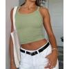 imageATHMILE Women Tank Top Sleeveless Scoop Neck Form Fitting Ribbed Knit Basic Cami Shirts1light Greenshort