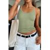 imageATHMILE Women Tank Top Sleeveless Scoop Neck Form Fitting Ribbed Knit Basic Cami Shirts1light Greenshort
