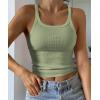imageATHMILE Women Tank Top Sleeveless Scoop Neck Form Fitting Ribbed Knit Basic Cami Shirts1light Greenshort