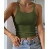 imageATHMILE Women Tank Top Sleeveless Scoop Neck Form Fitting Ribbed Knit Basic Cami Shirts1olive Greenshort