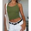 imageATHMILE Women Tank Top Sleeveless Scoop Neck Form Fitting Ribbed Knit Basic Cami Shirts1olive Greenshort