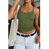imageATHMILE Women Tank Top Sleeveless Scoop Neck Form Fitting Ribbed Knit Basic Cami Shirts1olive Greenshort