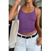 imageATHMILE Women Tank Top Sleeveless Scoop Neck Form Fitting Ribbed Knit Basic Cami Shirts1purpleshort