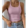 imageATHMILE Women Tank Top Sleeveless Scoop Neck Form Fitting Ribbed Knit Basic Cami Shirts1violetshort