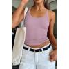 imageATHMILE Women Tank Top Sleeveless Scoop Neck Form Fitting Ribbed Knit Basic Cami Shirts1violetshort