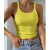 imageATHMILE Women Tank Top Sleeveless Scoop Neck Form Fitting Ribbed Knit Basic Cami Shirts1yellowshort