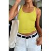 imageATHMILE Women Tank Top Sleeveless Scoop Neck Form Fitting Ribbed Knit Basic Cami Shirts1yellowshort