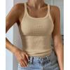 imageATHMILE Women Tank Top Sleeveless Scoop Neck Form Fitting Ribbed Knit Basic Cami Shirts2apricotlong
