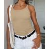 imageATHMILE Women Tank Top Sleeveless Scoop Neck Form Fitting Ribbed Knit Basic Cami Shirts2apricotlong