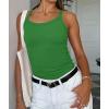 imageATHMILE Women Tank Top Sleeveless Scoop Neck Form Fitting Ribbed Knit Basic Cami Shirts2greenlong