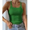 imageATHMILE Women Tank Top Sleeveless Scoop Neck Form Fitting Ribbed Knit Basic Cami Shirts2greenlong