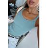 imageATHMILE Women Tank Top Sleeveless Scoop Neck Form Fitting Ribbed Knit Basic Cami Shirts2light Bluelong