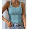 imageATHMILE Women Tank Top Sleeveless Scoop Neck Form Fitting Ribbed Knit Basic Cami Shirts2light Bluelong