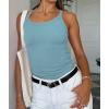 imageATHMILE Women Tank Top Sleeveless Scoop Neck Form Fitting Ribbed Knit Basic Cami Shirts2light Bluelong